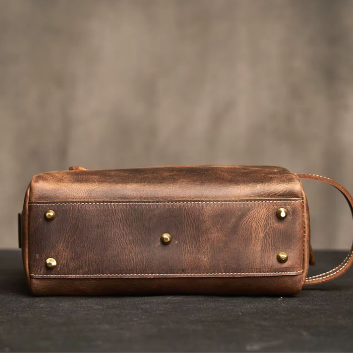 Genuine Leather Large Travel Wash Bag – Luxury Toiletry & Cosmetic Bag