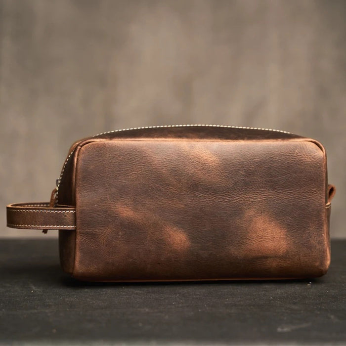 Genuine Leather Large Travel Wash Bag – Luxury Toiletry & Cosmetic Bag