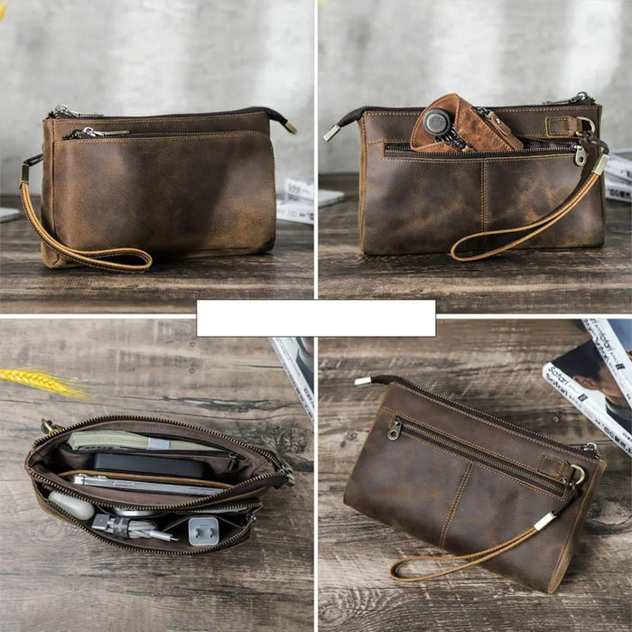 Genuine Leather Men’s Clutch Bag | Travel & Cable Organiser Pouch