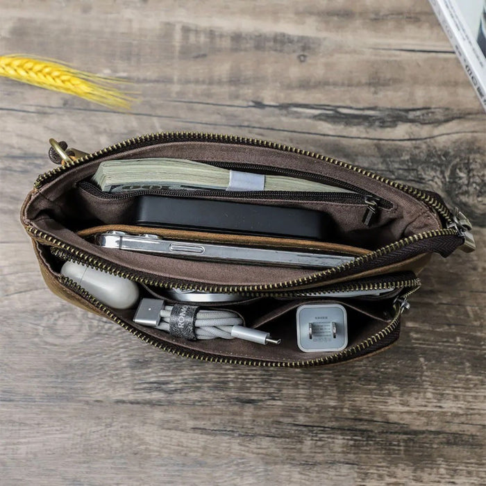 Genuine Leather Men’s Clutch Bag | Travel & Cable Organiser Pouch