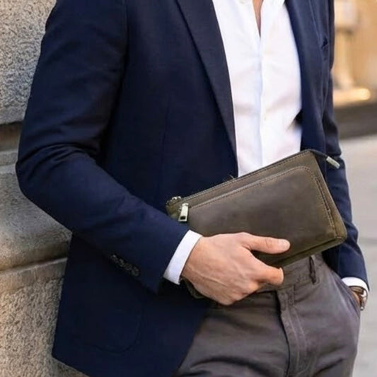 Genuine Leather Men’s Clutch Bag | Travel & Cable Organiser Pouch