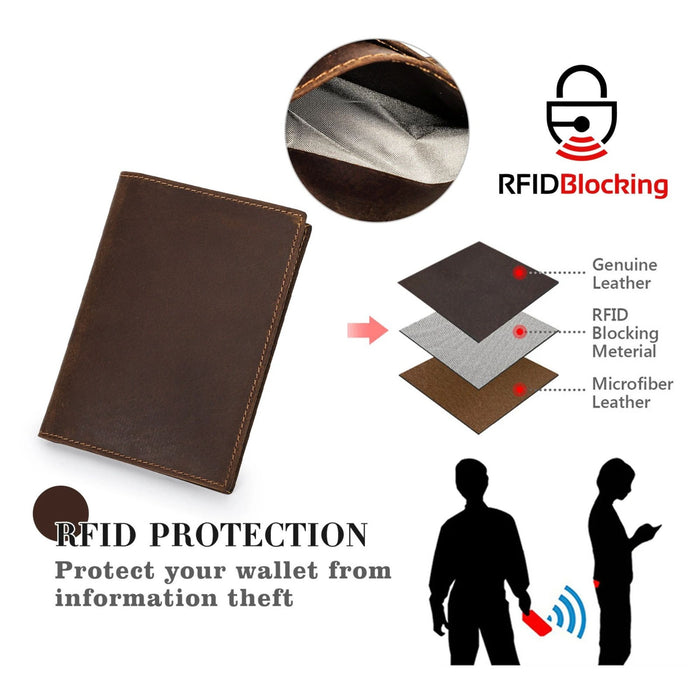 Genuine Leather Passport Cover with Card Slots & RFID Blocking | Travel Document Wallet