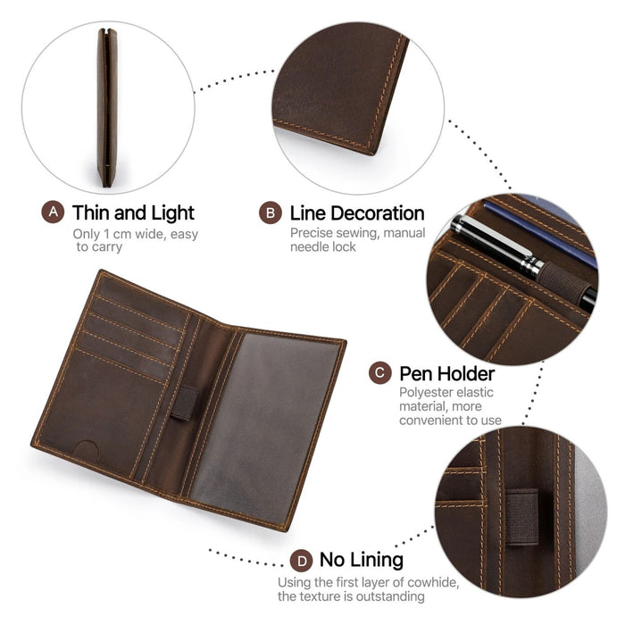 Genuine Leather Passport Cover with Card Slots & RFID Blocking | Travel Document Wallet