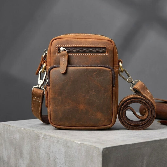 Genuine Leather Shoulder Bag | Small Retro Crossbody Phone Bag