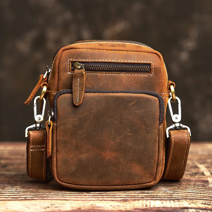 Genuine Leather Shoulder Bag | Small Retro Crossbody Phone Bag