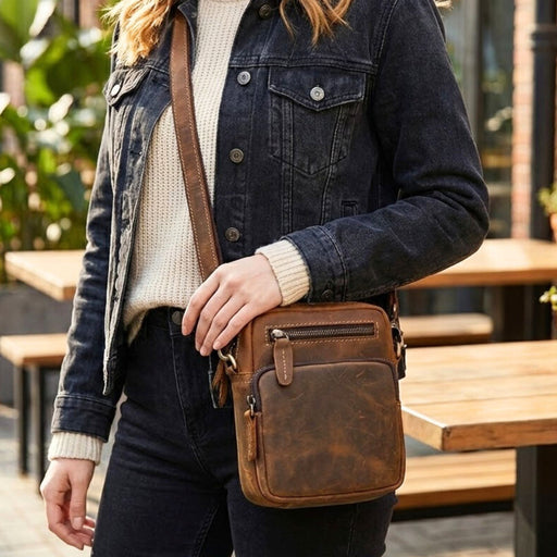 Genuine Leather Shoulder Bag | Small Retro Crossbody Phone Bag