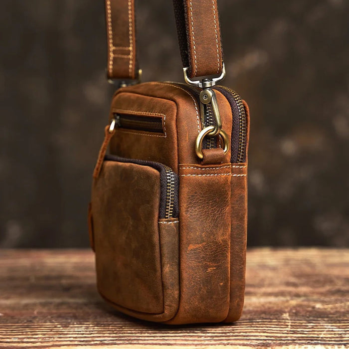 Genuine Leather Shoulder Bag | Small Retro Crossbody Phone Bag