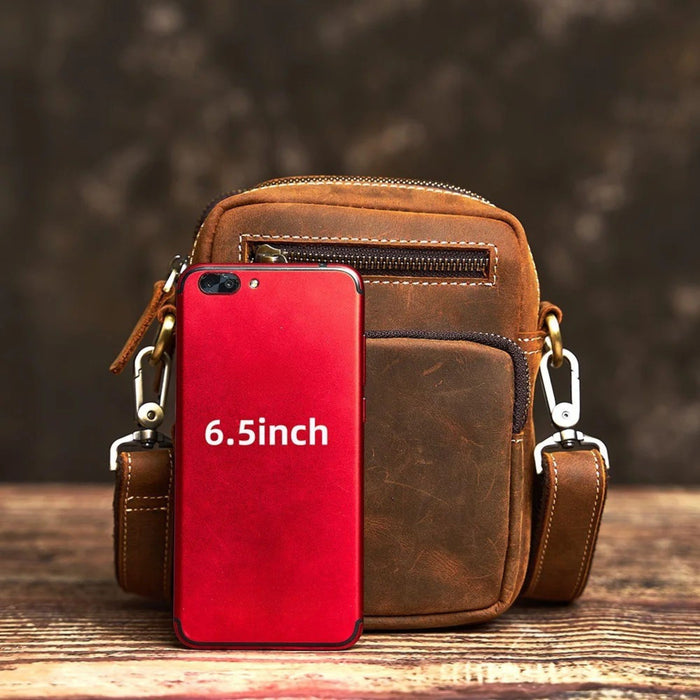 Genuine Leather Shoulder Bag | Small Retro Crossbody Phone Bag