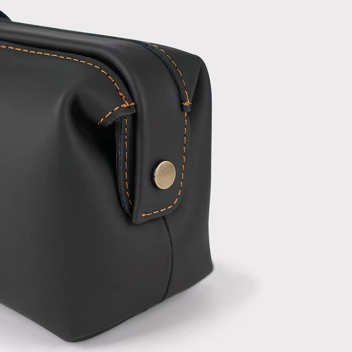 Genuine Leather Toiletry Bag | Compact Cosmetic Makeup Case