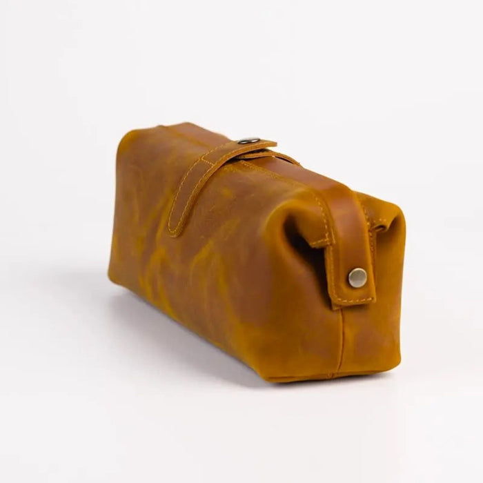 Genuine Leather Toiletry Bag | Compact Cosmetic Makeup Case