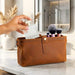 Genuine Leather Toiletry Bag | Compact Cosmetic Makeup Case