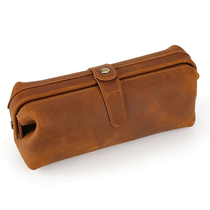 Genuine Leather Toiletry Bag | Compact Cosmetic Makeup Case