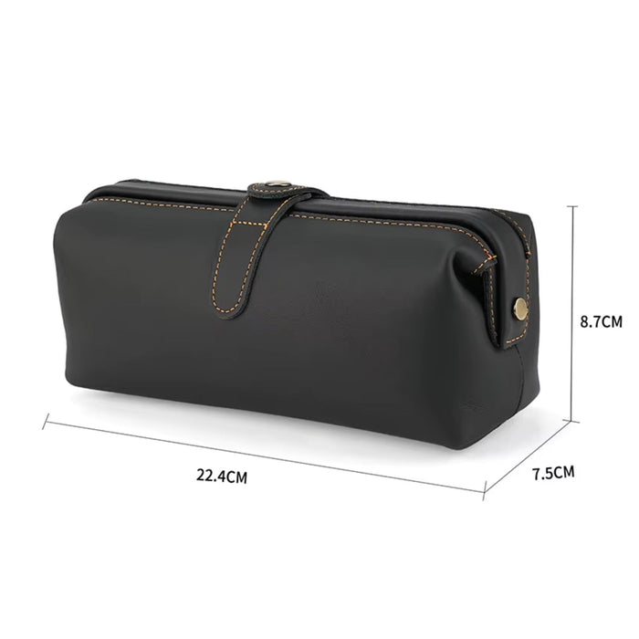 Genuine Leather Toiletry Bag | Compact Cosmetic Makeup Case