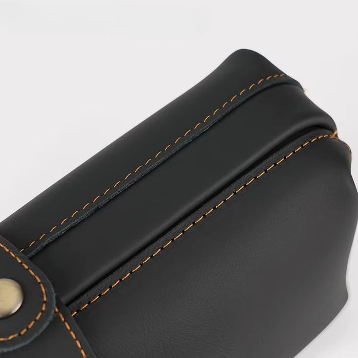 Genuine Leather Toiletry Bag | Compact Cosmetic Makeup Case