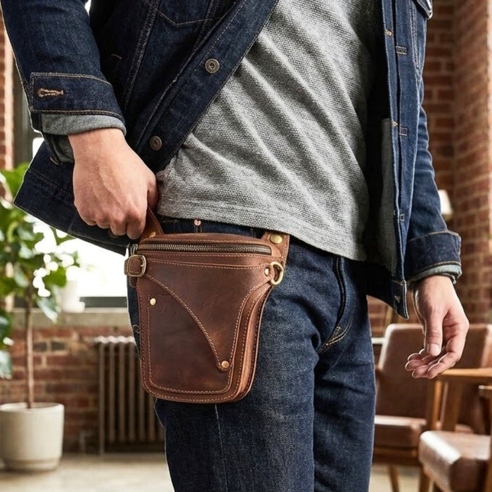 Genuine Leather Waist Bag | Retro Belt Pouch Phone Bag