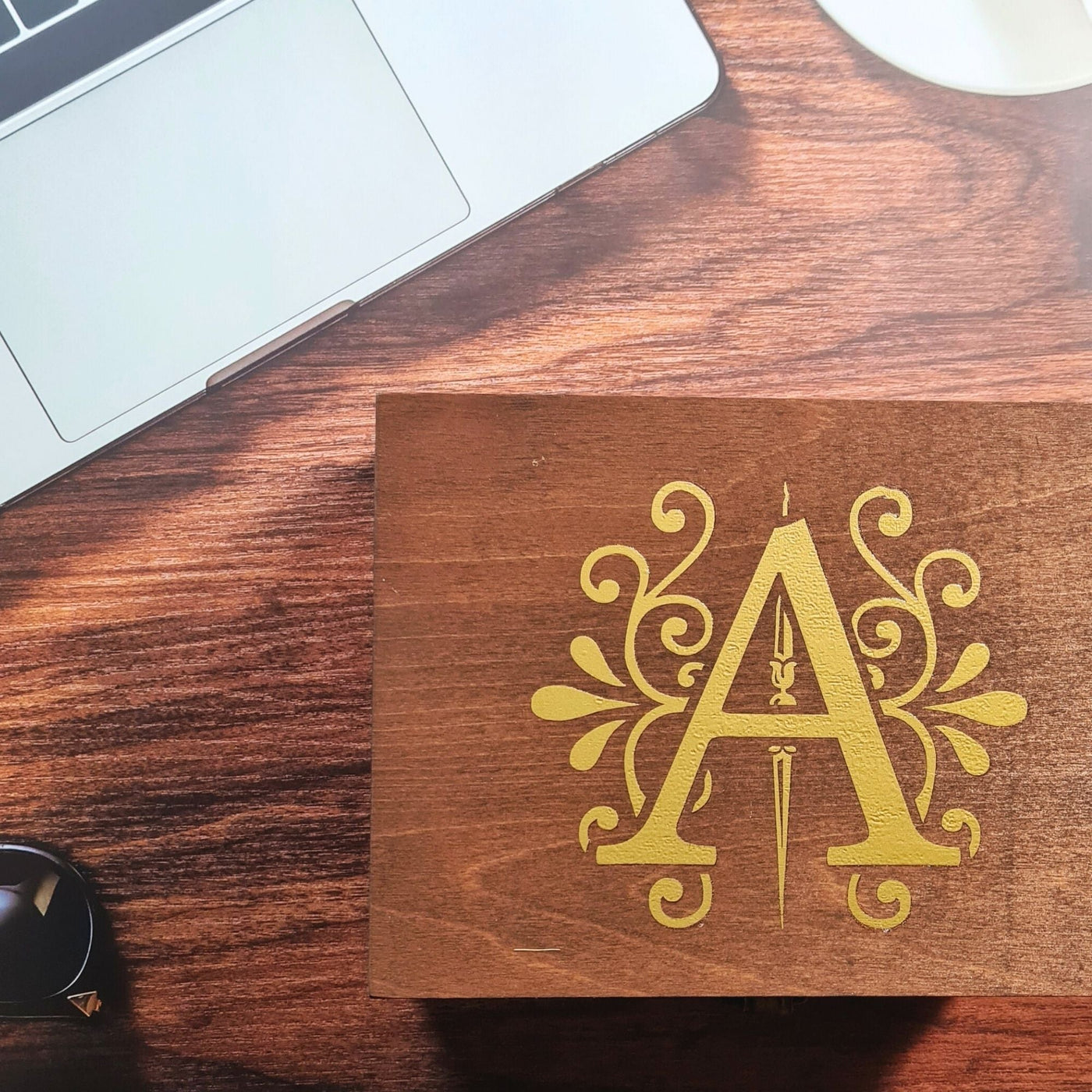 Gold Monogram Wooden Box | 16 to 42cm Small & Large Home Storage Boxes ...