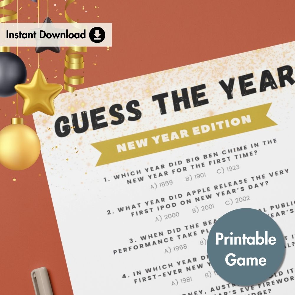 guess the year quiz | instant download fun game | nye party