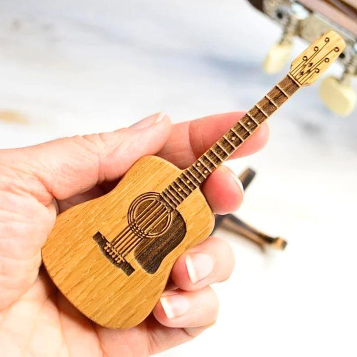 Guitar Pick Holder with Stand & 3 Picks – Wooden Acoustic Guitar Pick Box