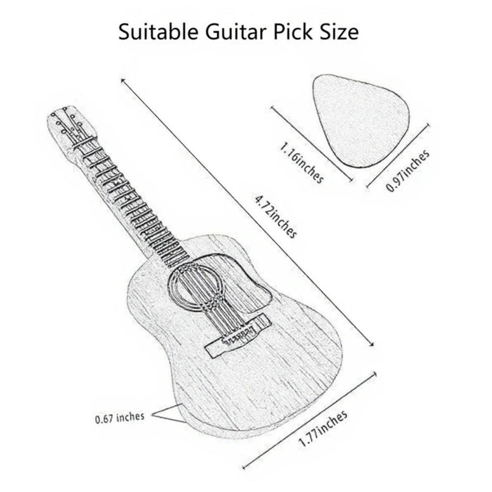 Guitar Pick Holder with Stand & 3 Picks – Wooden Acoustic Guitar Pick Box