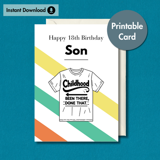 Happy 18th Birthday Son Card | Fun Childhood Memory Card | Ready-to-Print