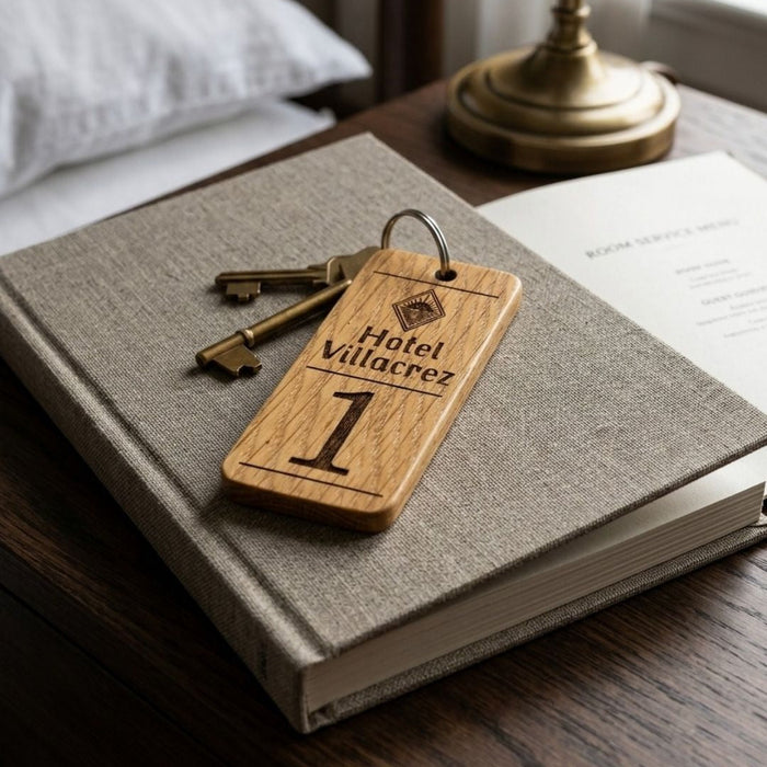 Hotel Guesthouse QR Code Keyring I Personalised Wooden Scanable Website Keyring I Custom QR Code Keychain