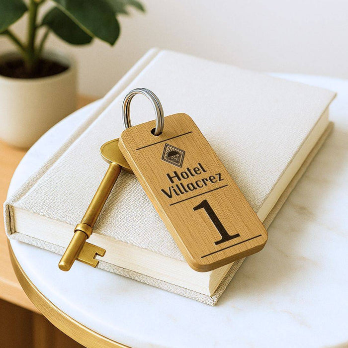 Hotel Guesthouse QR Code Keyring I Personalised Wooden Scanable Website Keyring I Custom QR Code Keychain