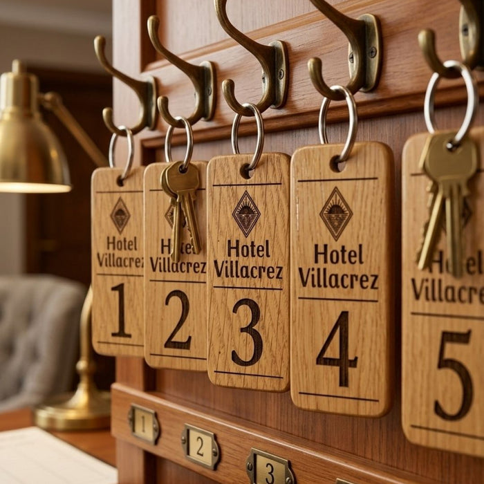 Hotel Guesthouse QR Code Keyring I Personalised Wooden Scanable Website Keyring I Custom QR Code Keychain