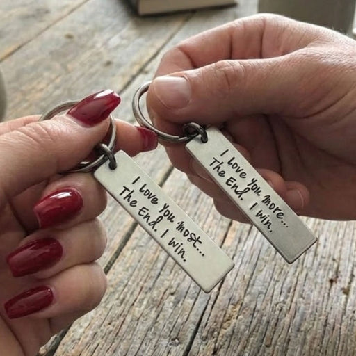 “I Love You More, I Love You Most” Couples Keyring Set
