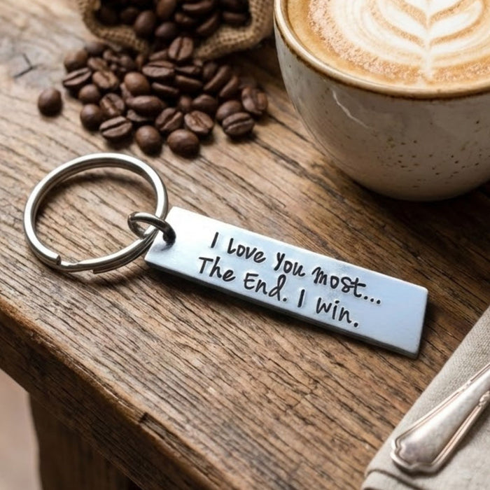 “I Love You More, I Love You Most” Couples Keyring Set