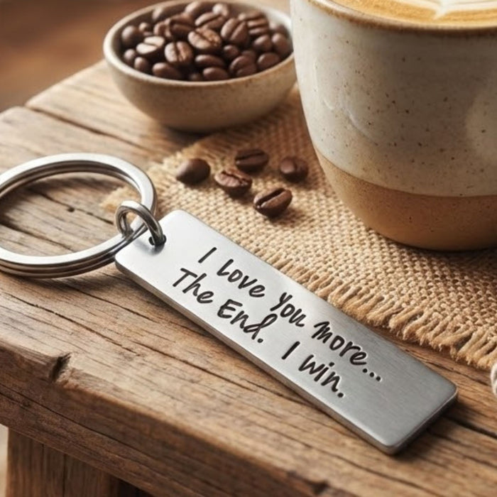 “I Love You More, I Love You Most” Couples Keyring Set