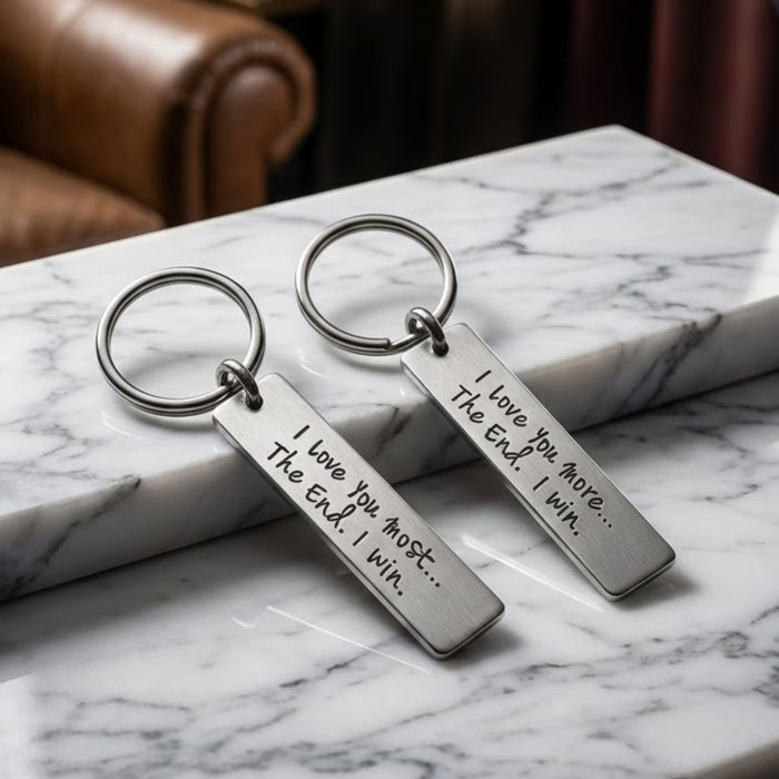 “I Love You More, I Love You Most” Couples Keyring Set