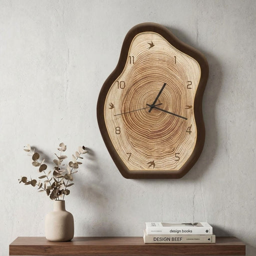 Irregular Wood Grain Wall Clock – Decorative Resin Clock