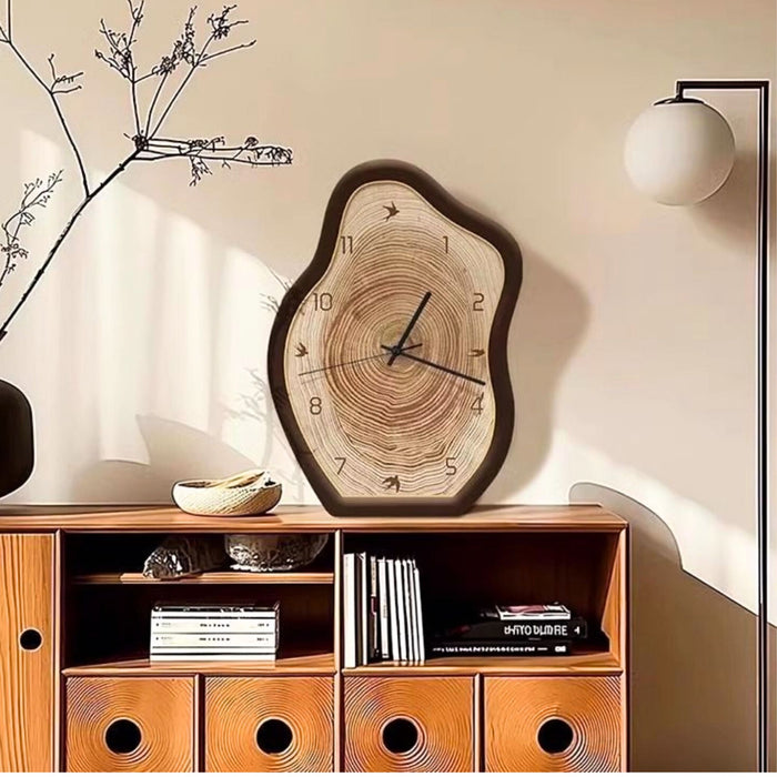 Irregular Wood Grain Wall Clock – Decorative Resin Clock