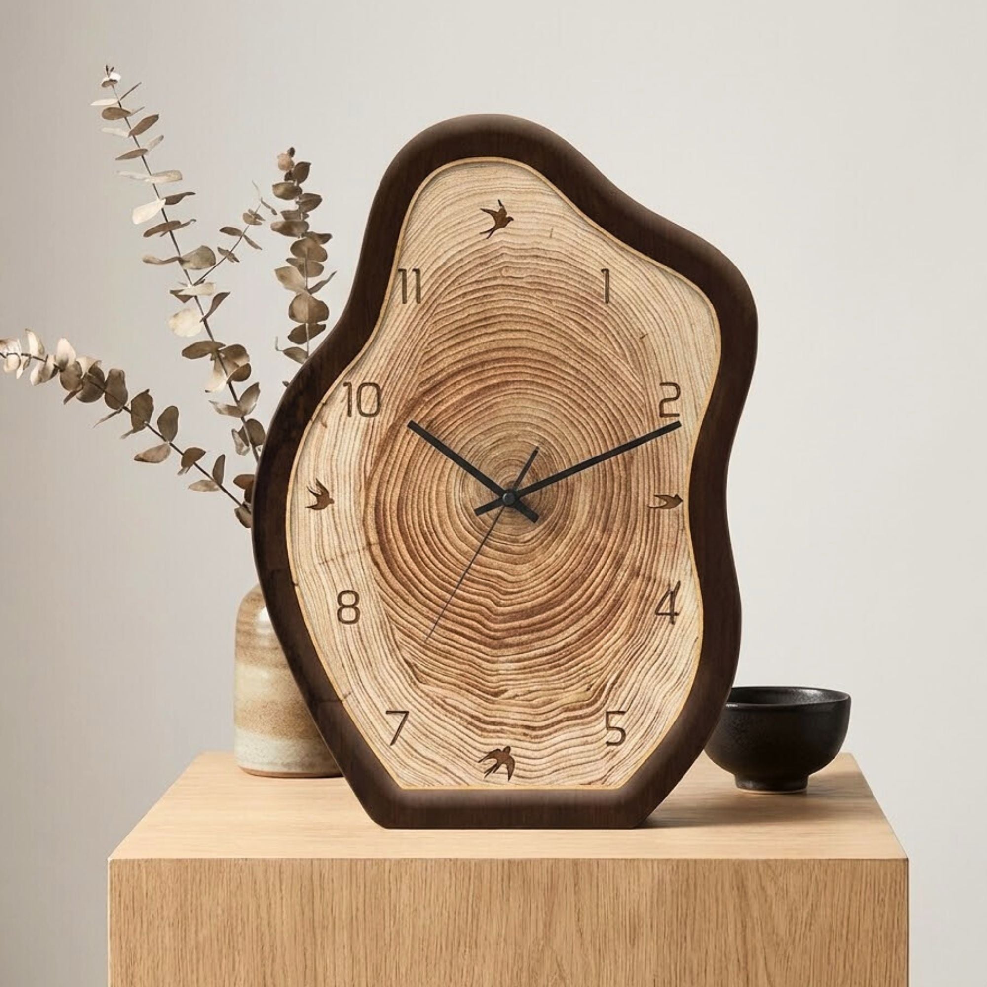 Irregular Wood Grain Wall Clock – Decorative Resin Clock