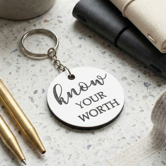 Know Your Worth Keyring I Motivational Gift I Inspirational Keychain I Gift Idea