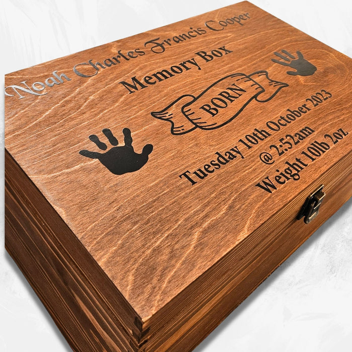 Large Baby Keepsake Storage Box | Store Blankets, Toys, Clothes | Wooden Chest
