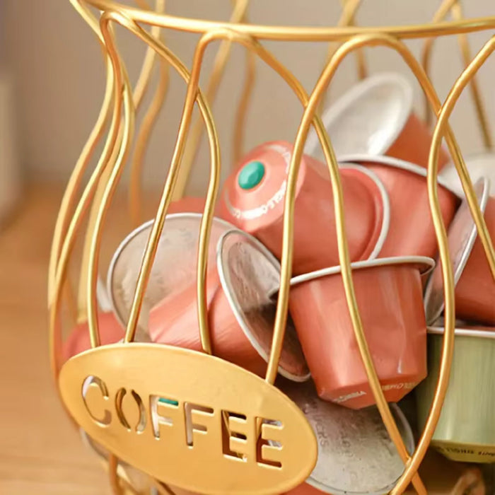 Large Capacity Iron Coffee Pod Storage Basket – K-Cup & Creamer Capsule Organiser