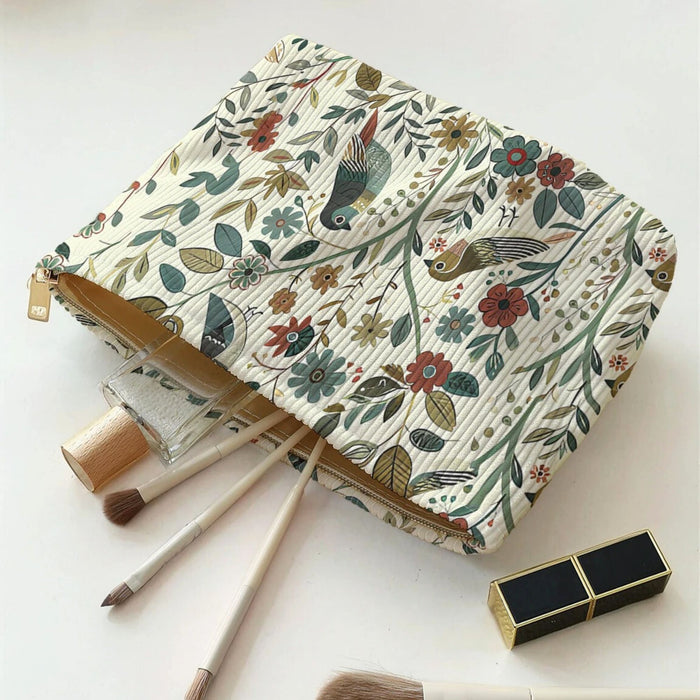 Large Corduroy Makeup Bag with Zip | Bird & Branch Cosmetic Pouch