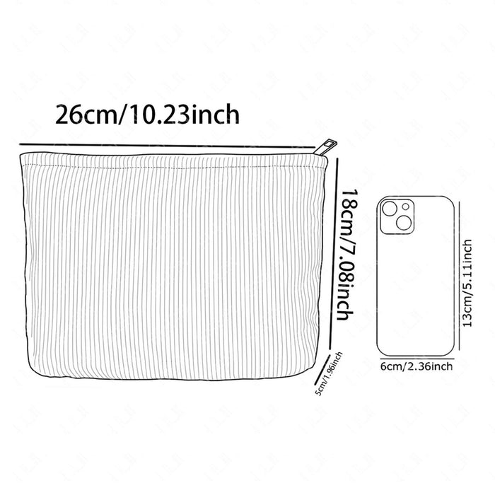 Large Corduroy Makeup Bag with Zip | Bird & Branch Cosmetic Pouch