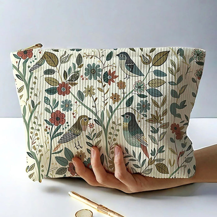 Large Corduroy Makeup Bag with Zip | Bird & Branch Cosmetic Pouch
