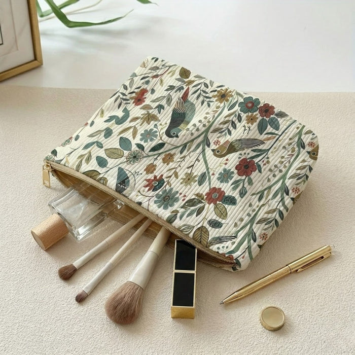 Large Corduroy Makeup Bag with Zip | Bird & Branch Cosmetic Pouch