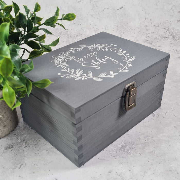 Large Grey Wedding Memory Box | Best Gift for Newlywed Couples | Storage for Wedding Mementos