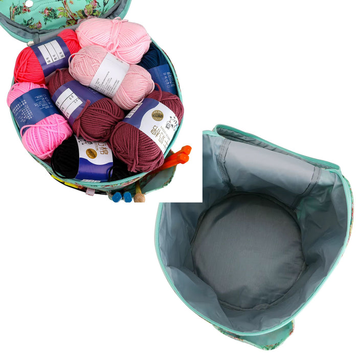 Large Knitting & Crochet Storage Bag with Lid – Yarn Organiser Tote for Needles, Hooks & Projects
