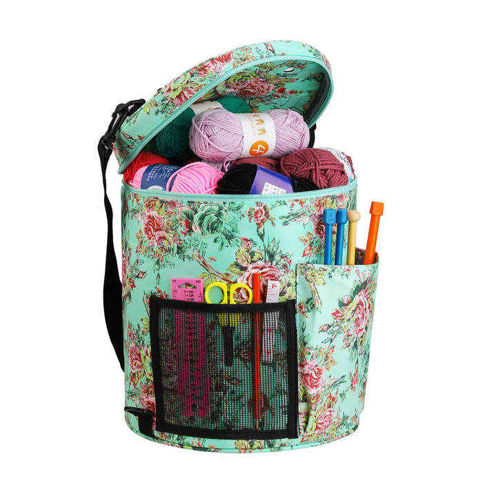 Large Knitting & Crochet Storage Bag with Lid – Yarn Organiser Tote for Needles, Hooks & Projects