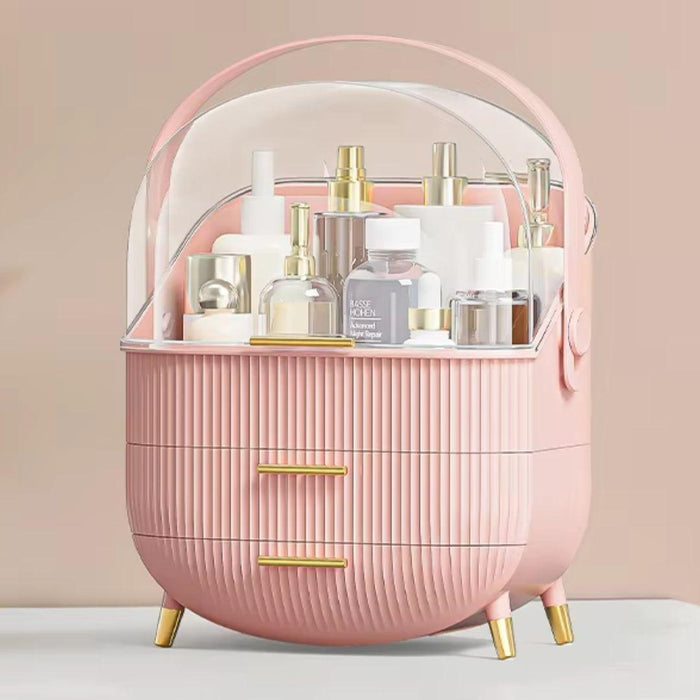 Large Makeup Storage Organiser with Lid – Waterproof Makeup & Skincare Organiser with Drawers