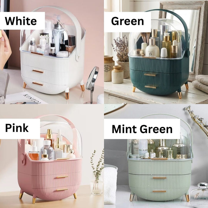 Large Makeup Storage Organiser with Lid – Waterproof Makeup & Skincare Organiser with Drawers