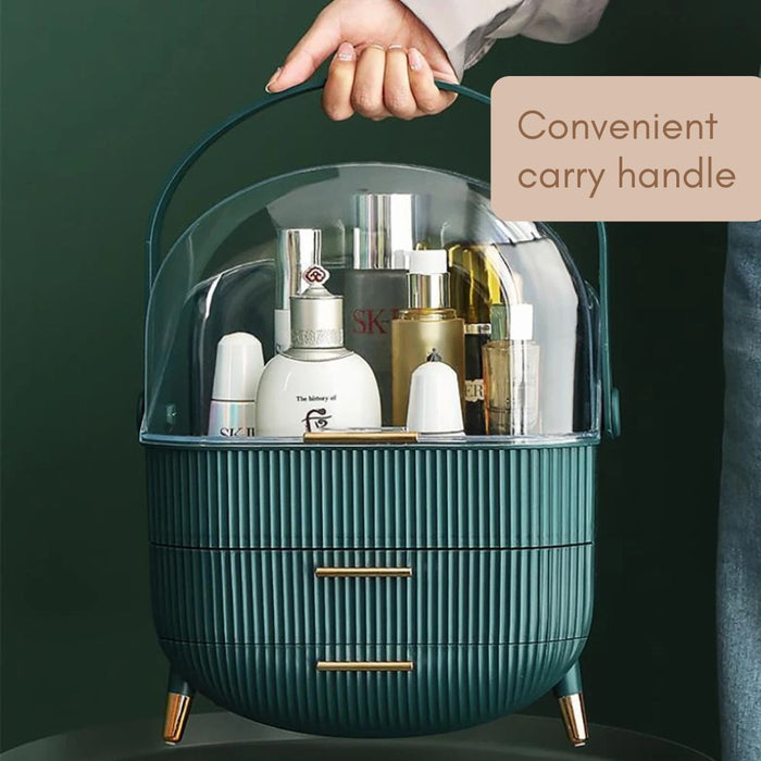 Large Makeup Storage Organiser with Lid – Waterproof Makeup & Skincare Organiser with Drawers