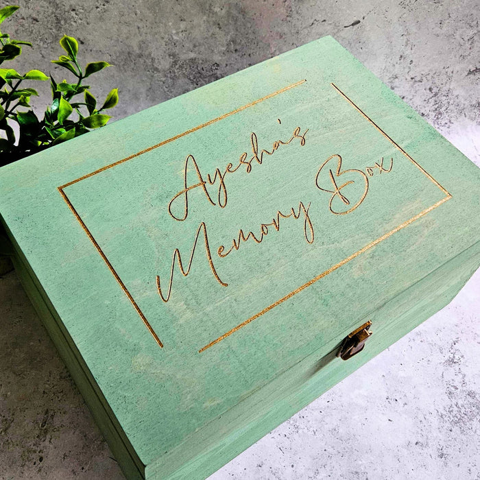 Large Wood Jewellery Box with Lock - Gold Engraved, Personalised Gift for Her