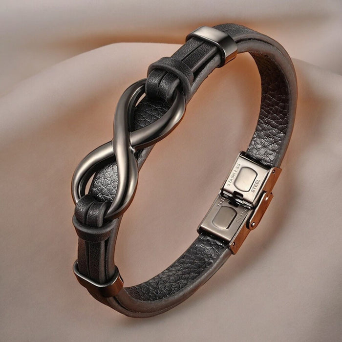 Leather Men's Infinity Bracelet Boyfriend, Husband Anniversary