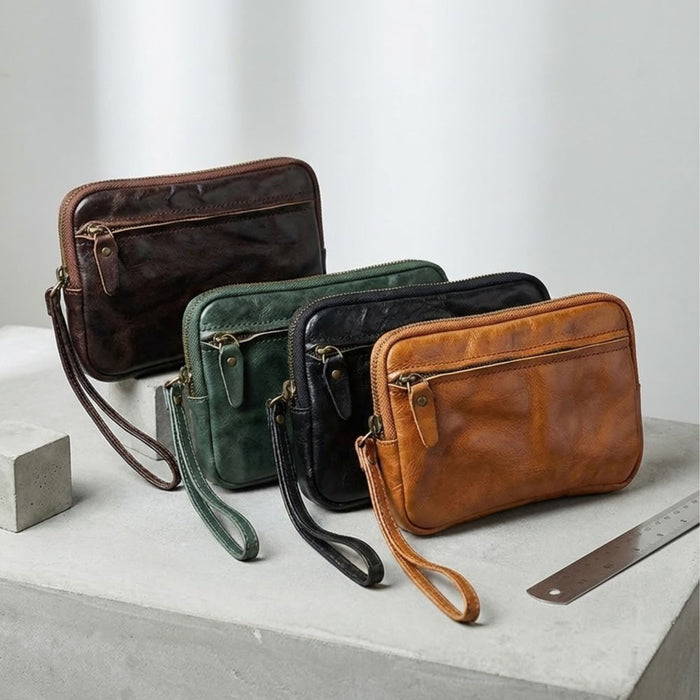 Leather Zipper Purse Wallet | Vegetable Tanned Cowhide Clutch